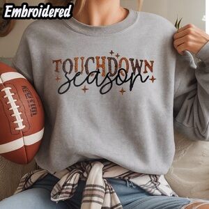 Footbal Touchdown Season embroidered sweatshirt  Gray New S M L XL Personalized